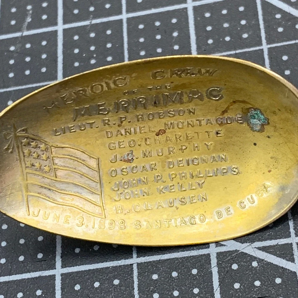 Antique Heroic Crew Merrimac Lt. Hobson Rear‎ Admiral Sampson Spoon